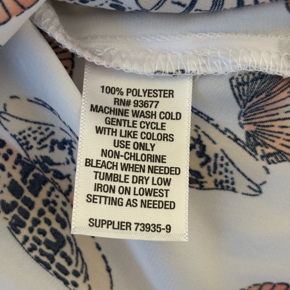 Liz Claiborne White and Brown Flutter Sleeve Blouse - Picture 3 of 8